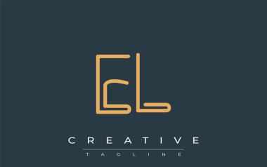 EL Minimalist Çizgi Sanat Logosu Tasarımı ve Soyut Harfler. Gösterişli bir sanat tarzına sahip soyut minimalist logo tasarımı.