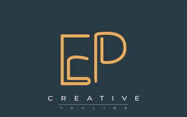 Soyut Harflerle EP Minimalist Çizgi Sanat Logosu Tasarımı. Gösterişli bir sanat tarzına sahip soyut minimalist logo tasarımı.