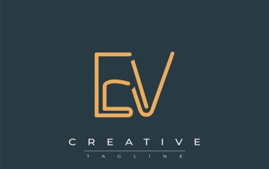 Soyut Harflerle EV Minimalist Çizgi Sanat Logosu Tasarımı. Gösterişli bir sanat tarzına sahip soyut minimalist logo tasarımı.