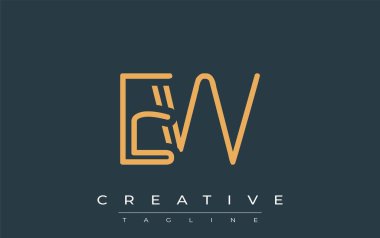 Soyut Harflerle EW Minimalist Çizgi Sanat Logosu Tasarımı. Gösterişli bir sanat tarzına sahip soyut minimalist logo tasarımı.