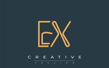 Soyut Harflerle EX Minimalist Çizgi Sanat Logosu Tasarımı. Gösterişli bir sanat tarzına sahip soyut minimalist logo tasarımı.