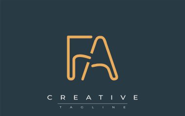FA Minimalist Çizgi Sanat Logosu Tasarımı ve Soyut Harfler. Gösterişli bir sanat tarzına sahip soyut minimalist logo tasarımı.