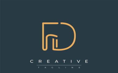 FD Minimalist Çizgi Sanat Logosu Tasarımı ve Soyut Harfler. Gösterişli bir sanat tarzına sahip soyut minimalist logo tasarımı.