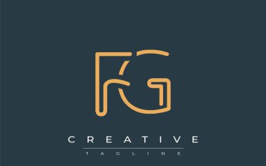 Soyut Harflerle FG Minimalist Çizgi Sanat Logosu Tasarımı. Gösterişli bir sanat tarzına sahip soyut minimalist logo tasarımı.