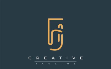 Soyut Harflerle FJ Minimalist Çizgi Sanat Logosu Tasarımı. Gösterişli bir sanat tarzına sahip soyut minimalist logo tasarımı.