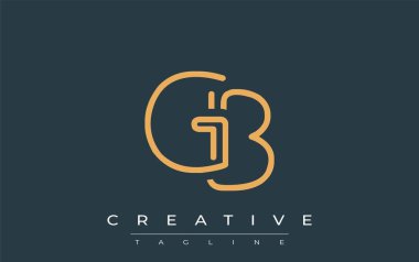 Soyut Harflerle birlikte GB Minimalist Çizgi Sanat Logosu Tasarımı. Gösterişli bir sanat tarzına sahip soyut minimalist logo tasarımı.