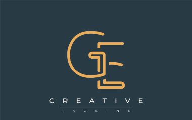 GE Minimalist Çizgi Sanat Logosu Tasarımı ve Soyut Harfler. Gösterişli bir sanat tarzına sahip soyut minimalist logo tasarımı.