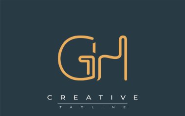 GH Minimalist Çizgi Sanat Logosu Tasarımı ve Soyut Harfler. Gösterişli bir sanat tarzına sahip soyut minimalist logo tasarımı.