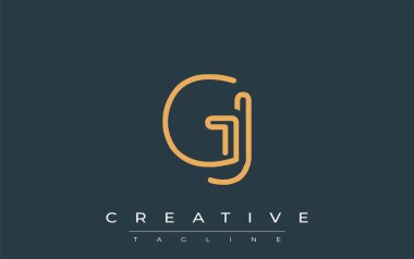 Soyut Harflerle GJ Minimalist Çizgi Sanat Logosu Tasarımı. Gösterişli bir sanat tarzına sahip soyut minimalist logo tasarımı.