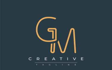 Soyut Harflerle GM Minimalist Çizgi Sanat Logosu Tasarımı. Gösterişli bir sanat tarzına sahip soyut minimalist logo tasarımı.