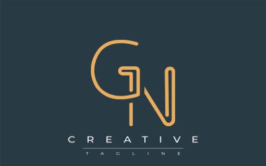 Soyut Harflerle GN Minimalist Çizgi Sanat Logosu Tasarımı. Gösterişli bir sanat tarzına sahip soyut minimalist logo tasarımı.