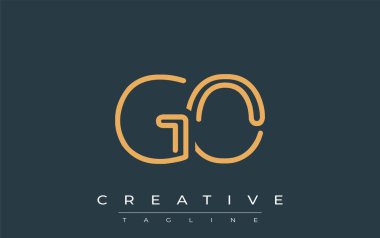 GO Minimalist Çizgi Sanat Logosu Tasarımı ve Soyut Harfler. Gösterişli bir sanat tarzına sahip soyut minimalist logo tasarımı.