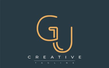 Soyut Harflerle GU Minimalist Çizgi Sanat Logosu Tasarımı. Gösterişli bir sanat tarzına sahip soyut minimalist logo tasarımı.