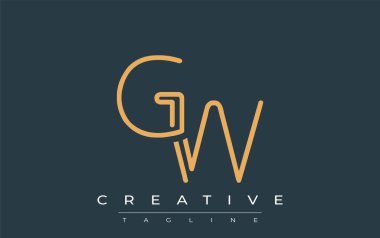 Soyut Harflerle GW Minimalist Çizgi Sanat Logosu Tasarımı. Gösterişli bir sanat tarzına sahip soyut minimalist logo tasarımı.