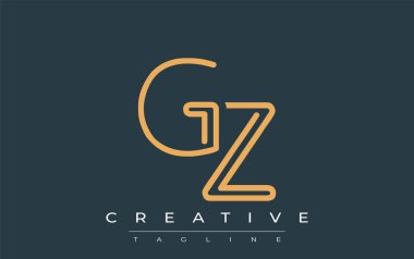 Soyut Harflerle GZ Minimalist Çizgi Sanat Logosu Tasarımı. Gösterişli bir sanat tarzına sahip soyut minimalist logo tasarımı.