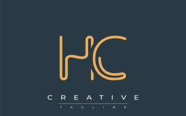 Soyut Harflerle HC Minimalist Çizgi Sanat Logosu Tasarımı. Gösterişli bir sanat tarzına sahip soyut minimalist logo tasarımı.