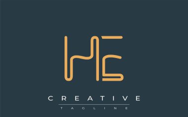 He Minimalist Çizgi Sanat Logosu Tasarımı ve Soyut Harfler. Gösterişli bir sanat tarzına sahip soyut minimalist logo tasarımı.