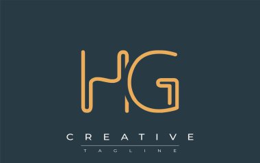Soyut Harflerle HG Minimalist Çizgi Sanat Logosu Tasarımı. Gösterişli bir sanat tarzına sahip soyut minimalist logo tasarımı.