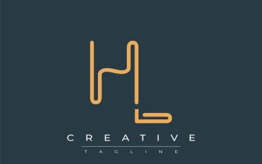 Soyut Harflerle HL Minimalist Çizgi Sanat Logosu Tasarımı. Gösterişli bir sanat tarzına sahip soyut minimalist logo tasarımı.