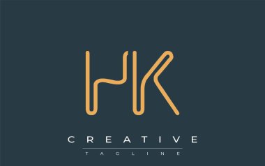 Soyut Harflerle HK Minimalist Çizgi Sanat Logosu Tasarımı. Gösterişli bir sanat tarzına sahip soyut minimalist logo tasarımı.