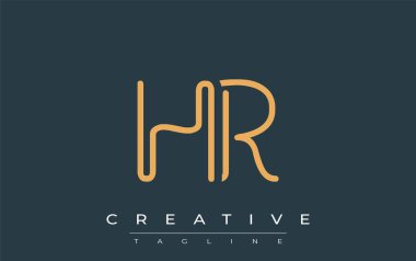 Soyut Harflerle HR Minimalist Çizgi Sanat Logosu Tasarımı. Gösterişli bir sanat tarzına sahip soyut minimalist logo tasarımı.