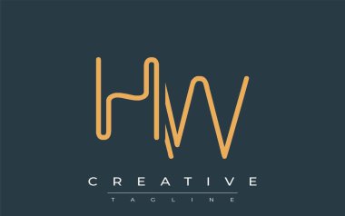 Soyut Harflerle HW Minimalist Çizgi Sanat Logosu Tasarımı. Gösterişli bir sanat tarzına sahip soyut minimalist logo tasarımı.