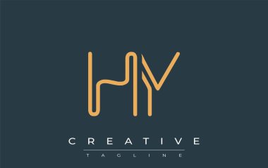 Soyut Harflerle HY Minimalist Çizgi Sanat Logosu Tasarımı. Gösterişli bir sanat tarzına sahip soyut minimalist logo tasarımı.