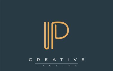 Soyut Harflerle IP Minimalist Çizgi Sanat Logosu Tasarımı. Gösterişli bir sanat tarzına sahip soyut minimalist logo tasarımı.