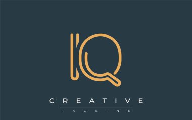 Soyut Harflerle IQ Minimalist Çizgi Sanat Logosu Tasarımı. Gösterişli bir sanat tarzına sahip soyut minimalist logo tasarımı.