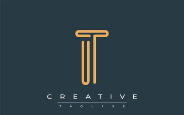 Soyut Harflerle IT Minimalist Çizgi Sanat Logosu Tasarımı. Gösterişli bir sanat tarzına sahip soyut minimalist logo tasarımı.