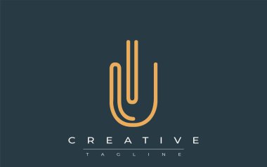 Soyut Harflerle IU Minimalist Çizgi Sanat Logosu Tasarımı. Gösterişli bir sanat tarzına sahip soyut minimalist logo tasarımı.