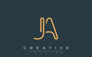 Soyut Harflerle JA Minimalist Çizgi Sanat Logosu Tasarımı. Gösterişli bir sanat tarzına sahip soyut minimalist logo tasarımı.
