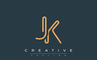 Soyut Harflerle JK Minimalist Çizgi Sanat Logosu Tasarımı. Gösterişli bir sanat tarzına sahip soyut minimalist logo tasarımı.