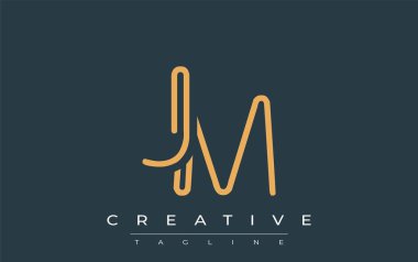 Soyut Harflerle JM Minimalist Çizgi Sanat Logosu Tasarımı. Gösterişli bir sanat tarzına sahip soyut minimalist logo tasarımı.
