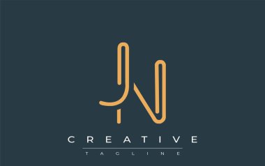 Soyut Harflerle JN Minimalist Çizgi Sanat Logosu Tasarımı. Gösterişli bir sanat tarzına sahip soyut minimalist logo tasarımı.