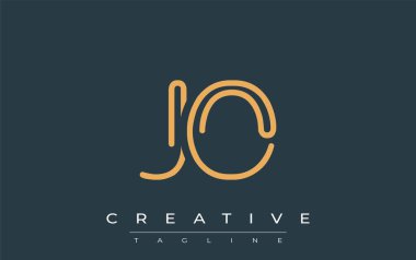 Soyut Harflerle JO Minimalist Çizgi Sanat Logosu Tasarımı. Gösterişli bir sanat tarzına sahip soyut minimalist logo tasarımı.