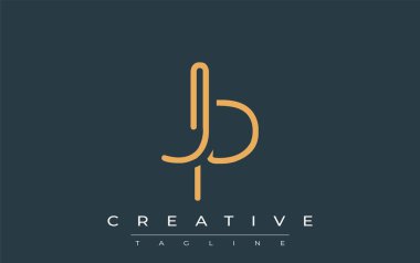 Soyut Harflerle JP Minimalist Çizgi Sanat Logosu Tasarımı. Gösterişli bir sanat tarzına sahip soyut minimalist logo tasarımı.