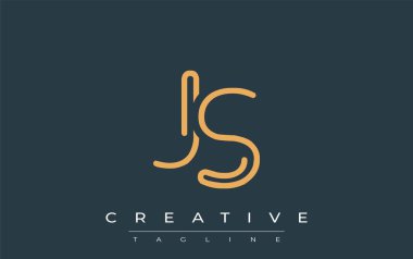 Soyut Harflerle JS Minimalist Çizgi Sanat Logosu Tasarımı. Gösterişli bir sanat tarzına sahip soyut minimalist logo tasarımı.