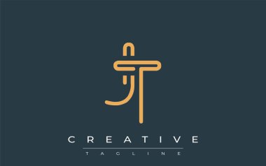 Soyut Harflerle JT Minimalist Çizgi Sanat Logosu Tasarımı. Gösterişli bir sanat tarzına sahip soyut minimalist logo tasarımı.