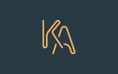 Soyut Harflerle KA Minimalist Çizgi Sanat Logosu Tasarımı. Gösterişli bir sanat tarzına sahip soyut minimalist logo tasarımı.
