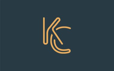 Soyut Harflerle KC Minimalist Çizgi Sanat Logosu Tasarımı. Gösterişli bir sanat tarzına sahip soyut minimalist logo tasarımı.