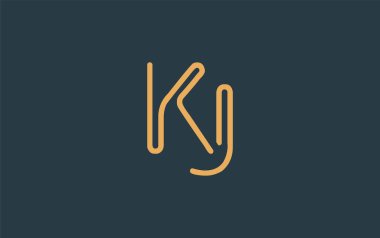 Soyut Harflerle KJ Minimalist Çizgi Sanat Logosu Tasarımı. Gösterişli bir sanat tarzına sahip soyut minimalist logo tasarımı.