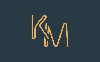 KM Minimalist Çizgi Sanat Logosu Tasarımı ve Soyut Harfler. Gösterişli bir sanat tarzına sahip soyut minimalist logo tasarımı.