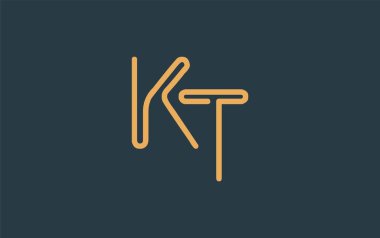 Soyut Harflerle KT Minimalist Çizgi Sanat Logosu Tasarımı. Gösterişli bir sanat tarzına sahip soyut minimalist logo tasarımı.
