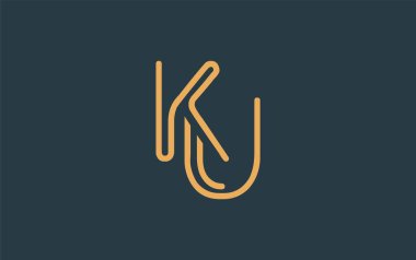 Soyut Harflerle KU Minimalist Çizgi Sanat Logosu Tasarımı. Gösterişli bir sanat tarzına sahip soyut minimalist logo tasarımı.