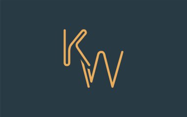 Soyut Harflerle KW Minimalist Çizgi Sanat Logosu Tasarımı. Gösterişli bir sanat tarzına sahip soyut minimalist logo tasarımı.