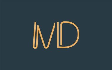 Soyut Harflerle MD Minimalist Çizgi Sanat Logosu Tasarımı. Gösterişli bir sanat tarzına sahip soyut minimalist logo tasarımı.