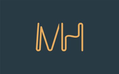 Soyut Harflerle MH Minimalist Çizgi Sanat Logosu Tasarımı. Gösterişli bir sanat tarzına sahip soyut minimalist logo tasarımı.