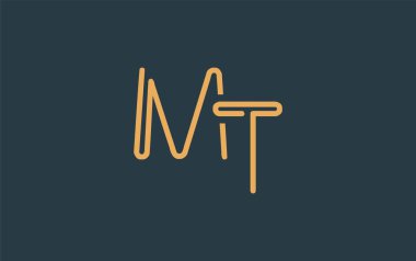 Soyut Harflerle MT Minimalist Çizgi Sanat Logosu Tasarımı. Gösterişli bir sanat tarzına sahip soyut minimalist logo tasarımı.