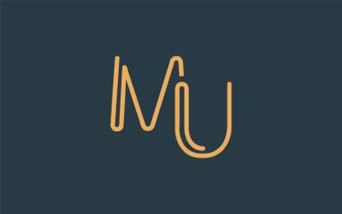 Soyut Harflerle MU Minimalist Çizgi Sanat Logosu Tasarımı. Gösterişli bir sanat tarzına sahip soyut minimalist logo tasarımı.